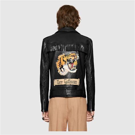 gucci leather bow dress jacket|gucci tiger leather jacket.